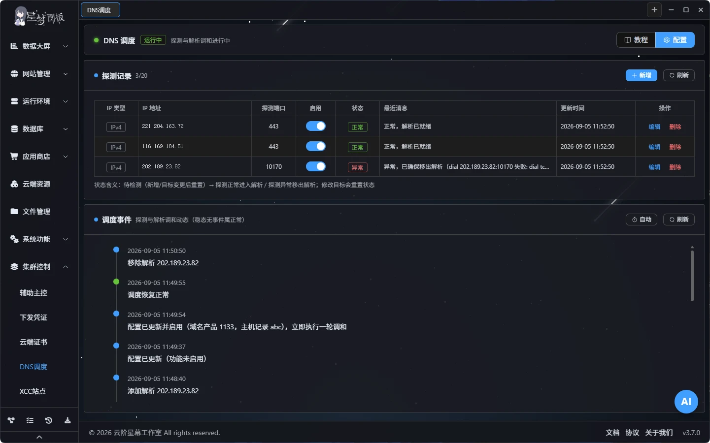 DNS 调度界面